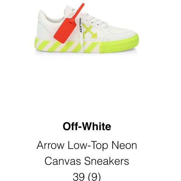 Off-White Arrow Low-Top Neon Canvas Sneakers - Picture 4 of 4